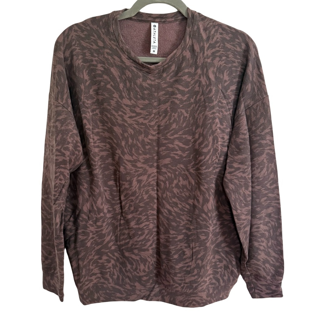 Athleta Street Studio Balance Lynx Brown Long Sleeve Athleisure Sweater Medium